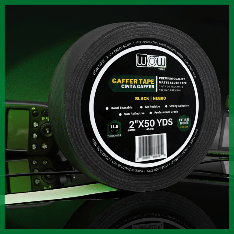 Wow black gaffer tape roll on a production desk