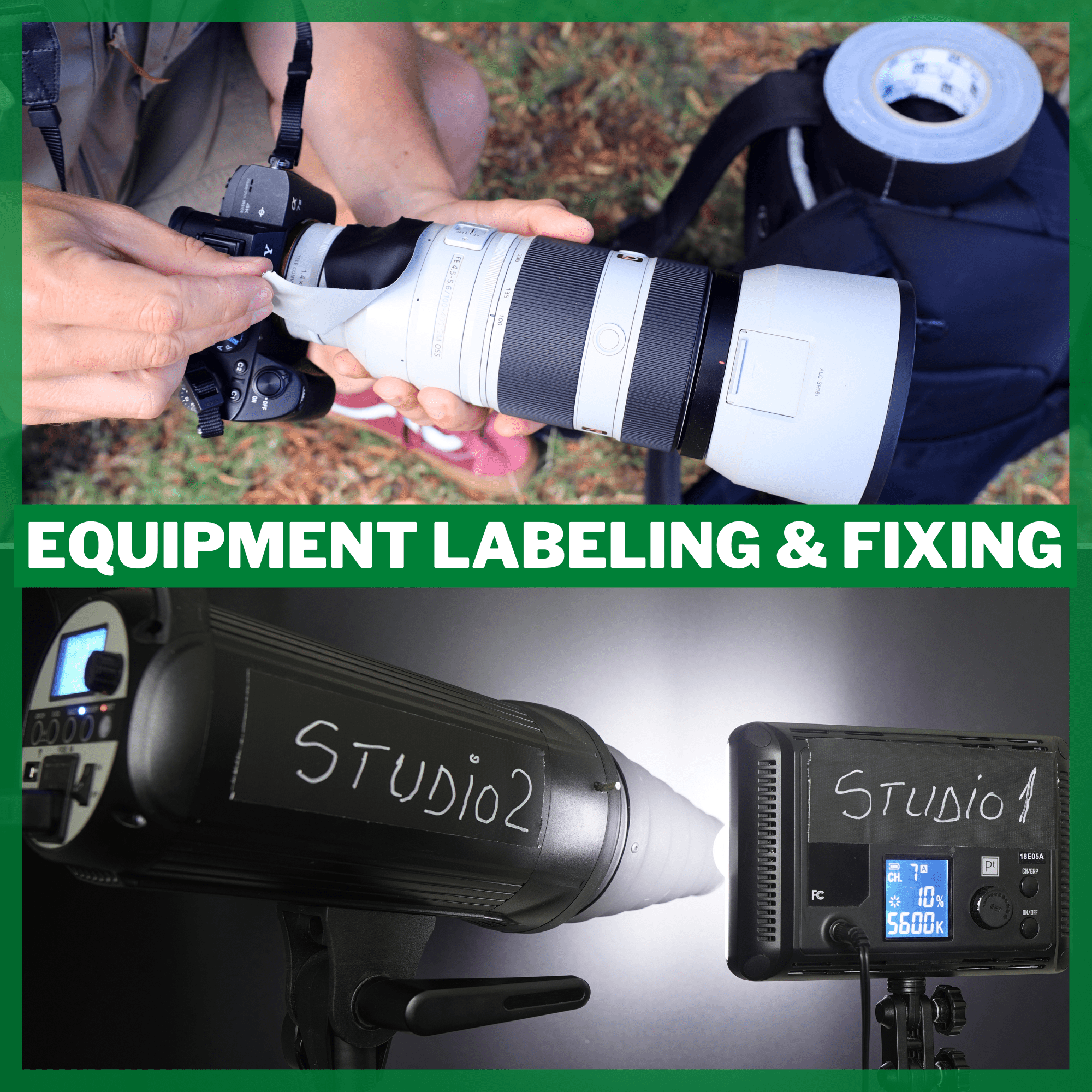 Labeling equipment with Wow gaffer tape