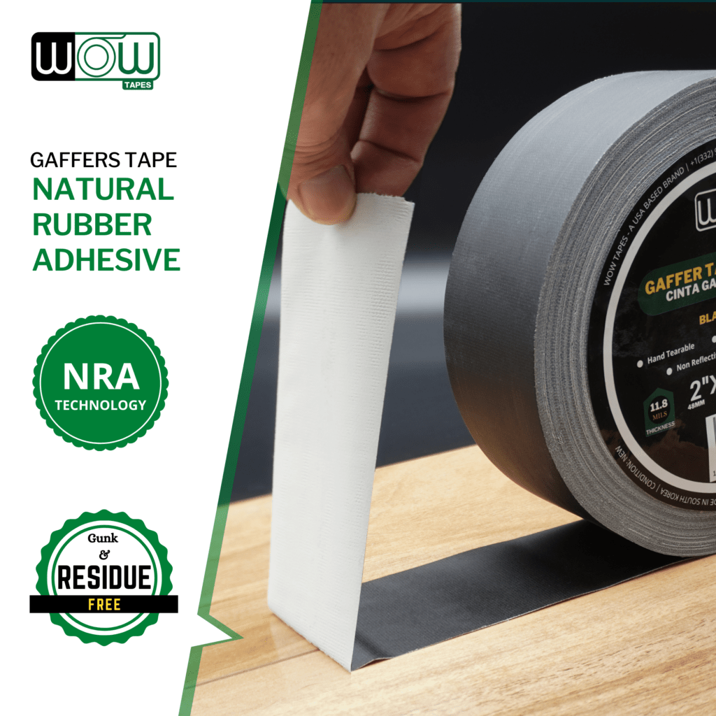 Natural rubber adhesive (NRA) on Wow gaffer tape