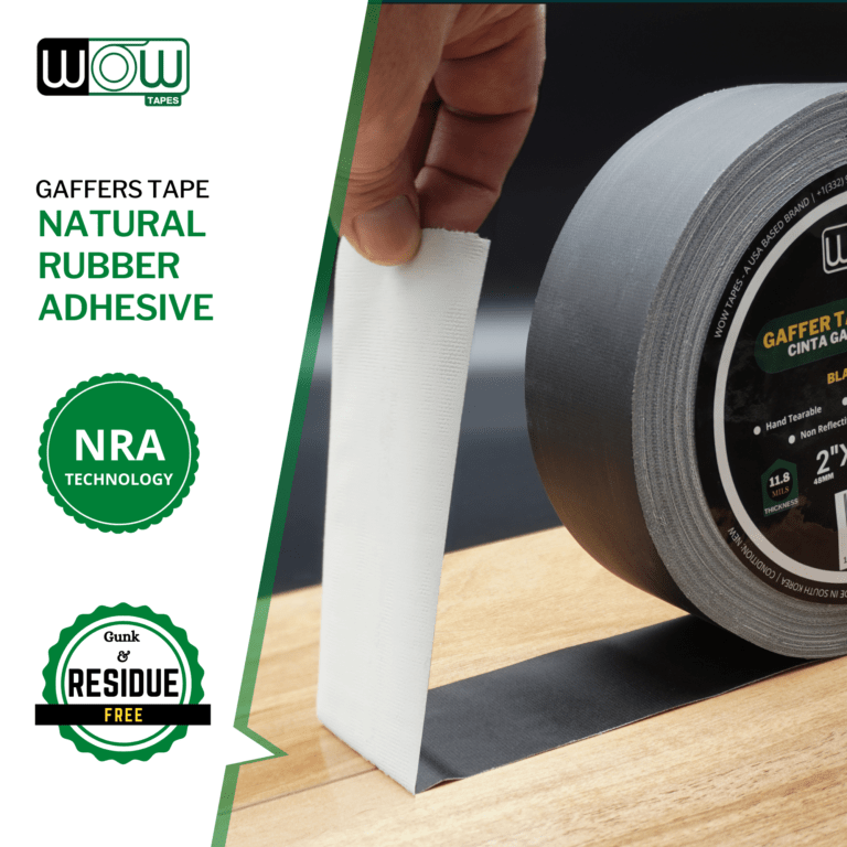 Natural rubber adhesive (NRA) on Wow gaffer tape