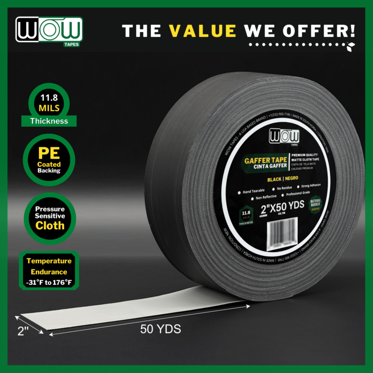 Wow black gaffer tape features infographic