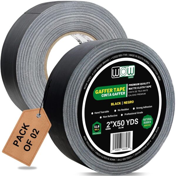 Black Gaffer Tape 2 in x 50 yd, 2 Pack