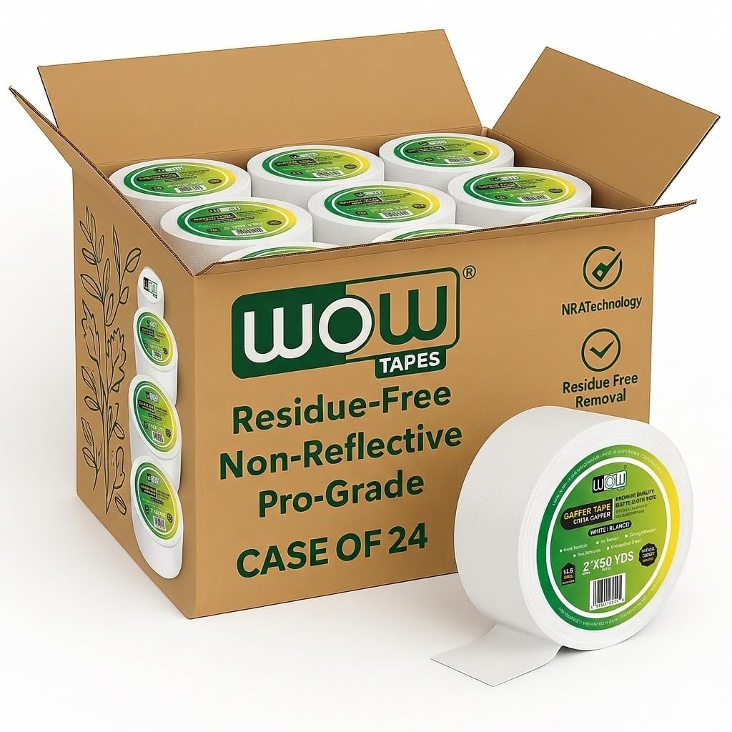 Case of 24 white Wow Gaffer Tape rolls